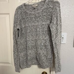 LOFT Heather Gray Textured Sweater